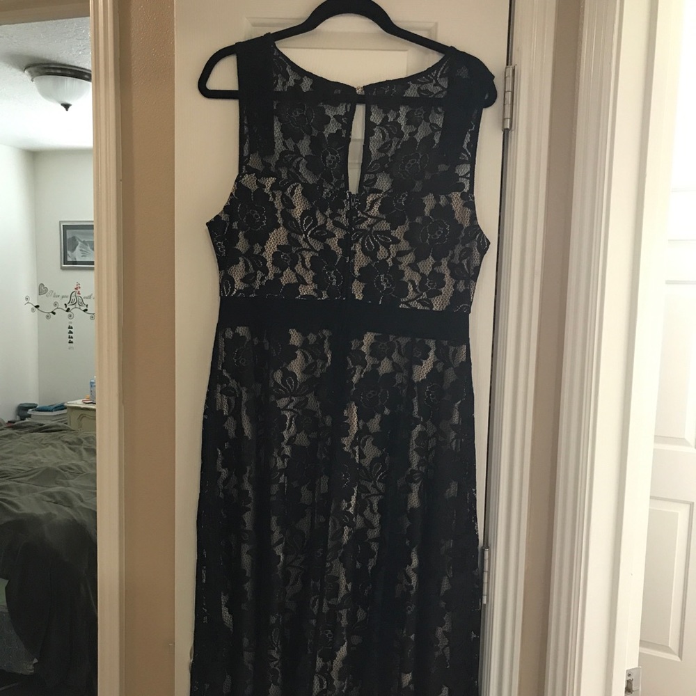 Black lace overlay dress